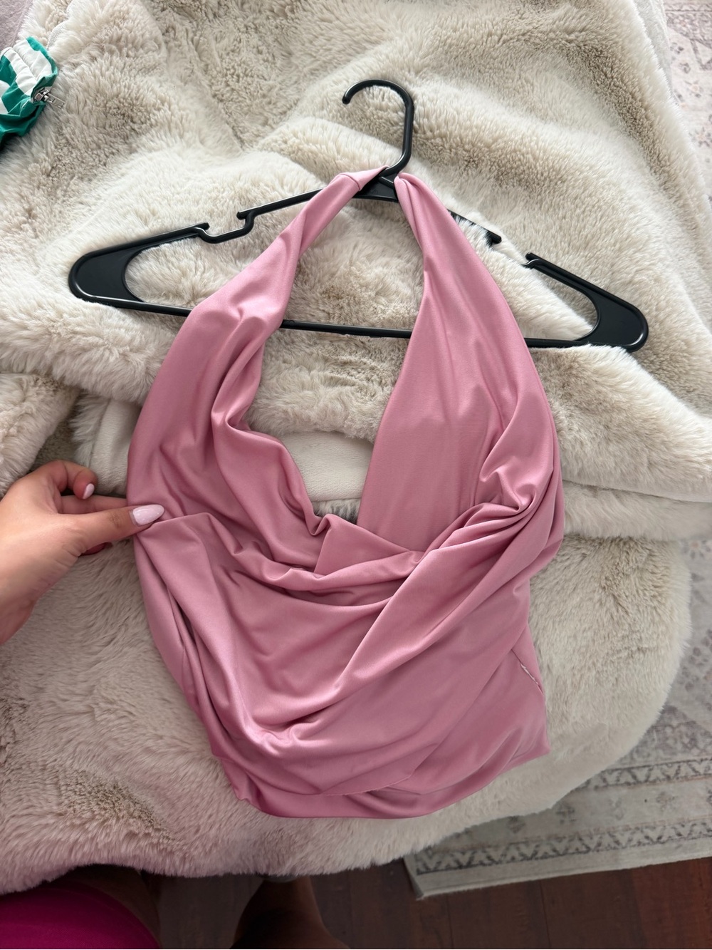 Windsor Pink Satin-Look Draped Halter Bandeau